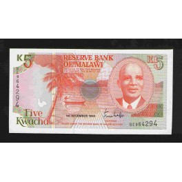 Malawi Pick. 24 5 Kwacha 1990-94 NEUF-