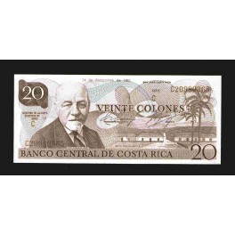 Costa Rica Pick. 238 20 Colones 1972-83 NEUF