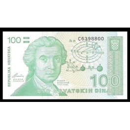 Croacia Pick. 20 100 Dinara 1991 SC