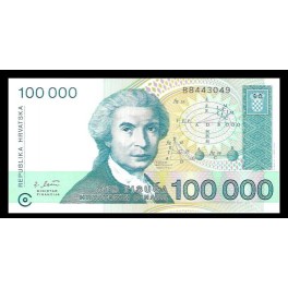 Croacia Pick. 27 100000 Dinara 1993 SC
