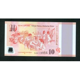 Singapour Pick. New 10 Dollars 2015 UNC