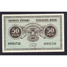 Finland Pick. 34 50 Pennia 1918 VF
