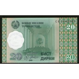 Tajikistan Pick. 12 20 Diram 1999 SC
