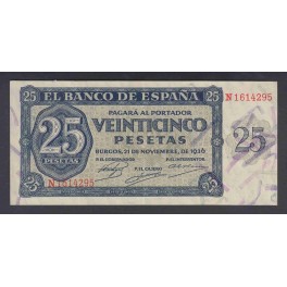 Edifil. D 20a 25 Pesetas 21-11-1936 MBC