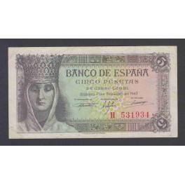 Edifil. D 47a 5 pesetas 13-02-1943 MBC