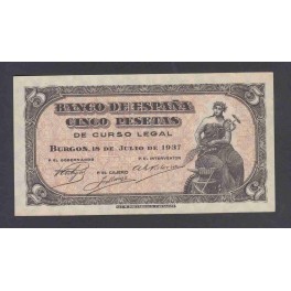 Edifil. D 25a 5 pesetas 18-07-1937 EBC
