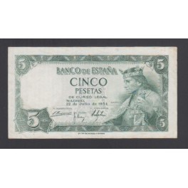 Edifil. D 67a 5 pesetas 22-07-1954 EBC