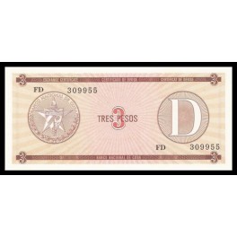 Cuba Pick. FX28 3 Pesos SC