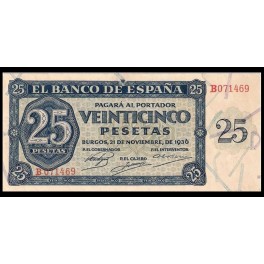 Edifil. D 20a 25 pesetas 21-11-1936 EBC