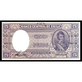 Chile Pick. 119 5 Pesos 1958-59 SC