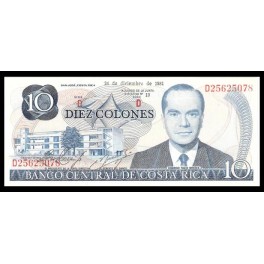 Costa Rica Pick. 237 10 Colones 1972-87 SC