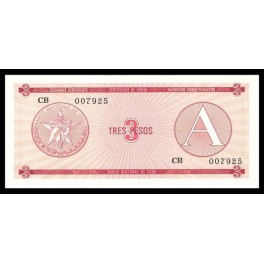 Cuba Pick. FX 002 3 Pesos 1985 SC