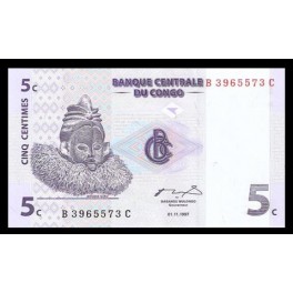 Congo Democratico Pick. 81 5 Cents 1997 SC