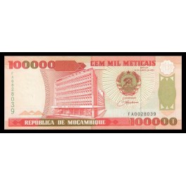 Mozambique Pick. 139 100000 Meticais 16-06-1993 SC