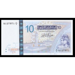 Tunez Pick. Nuevo 10 Dinars 2005 SC