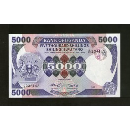 Uganda Pick. 24 5000 Shillings 1986 SC
