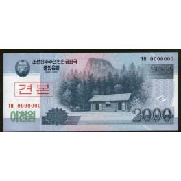 North Korea Pick. New 2000 Won Specimen UNC