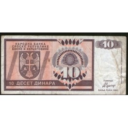 Bosnia Herzegovina Pick. 133 10 Dinara 1992 MBC